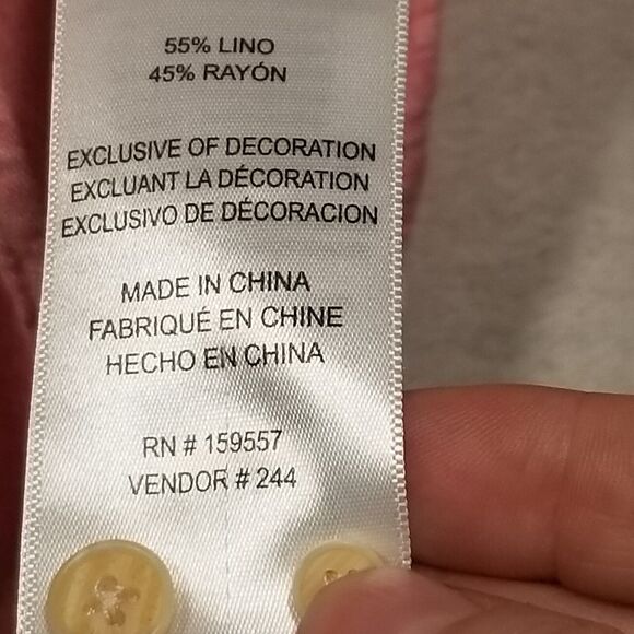 Ben Sherman Mens Small Linen Blend Shirt Long Sleeve Button Down Woven Pink - Picture 7 of 10